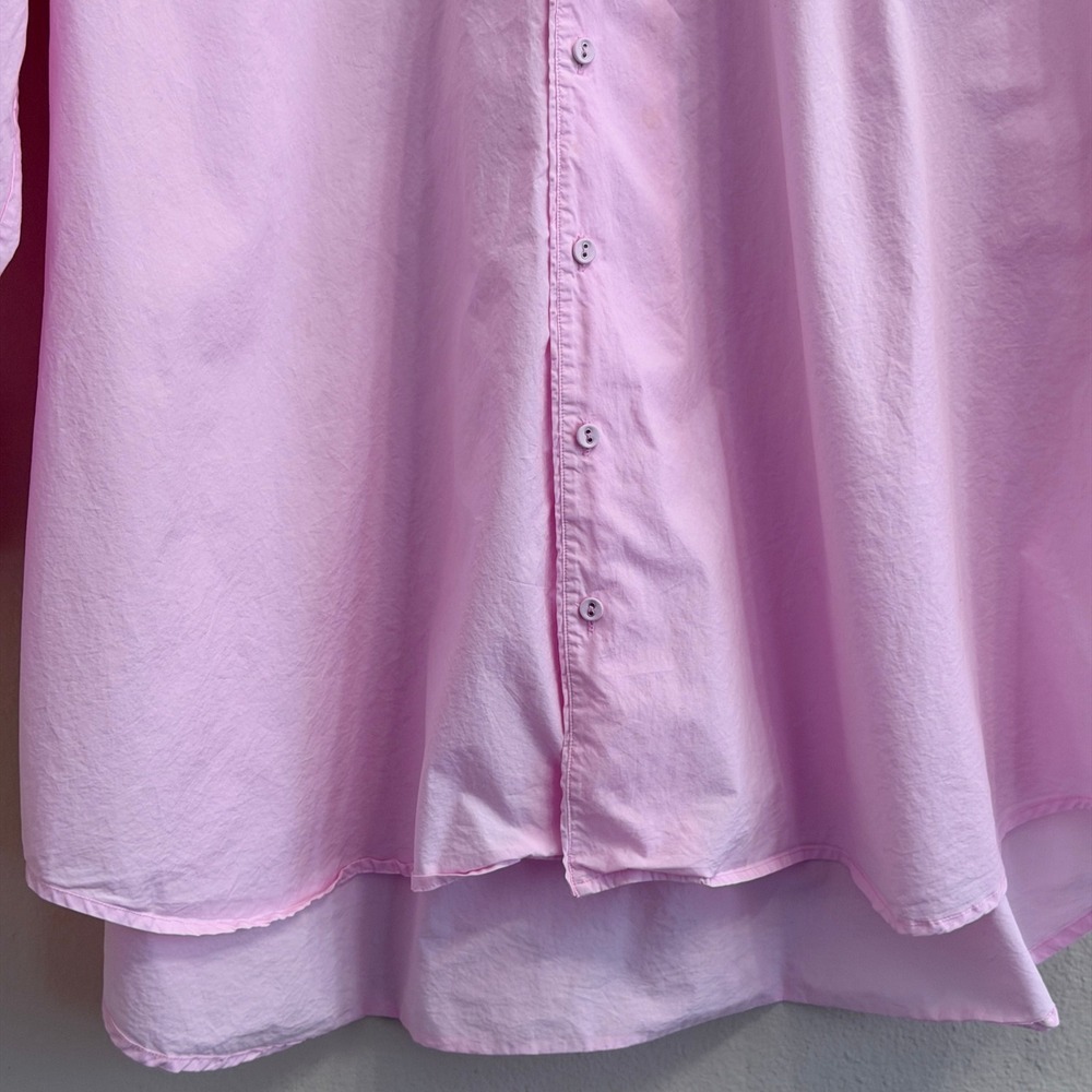 SKIMS Cotton Poplin Sleep Shirt Dress Baby Pink 4X Plus Long Sleeve Button Up - Picture 5 of 11